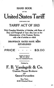 Front cover of Hand book of the United States tariff by Vandegrift, F.B., & Co.