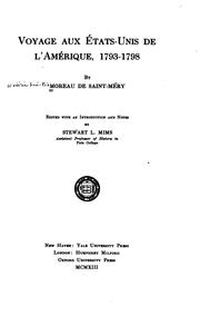 Cover of Voyage aux États-Unis de L'Amérique, 1793-1798 by Médéric Louis Élie Moreau de Saint-Méry