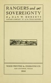 Front cover of Rangers and sovereignty by Dan W. Roberts