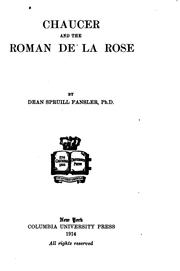 Front cover of Chaucer and the Roman de la Rose by Dean Spruill Fansler
