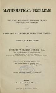 Front cover of Mathematical problems on the first and second divisions of the schedule of subjects for the Cambridge mathematical tripos examination by Joseph Wolstenholme