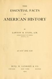 Cover of The essential facts of American history by Lawton Bryan Evans
