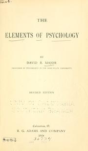 Front cover of The elements of psychology by Major, David R.