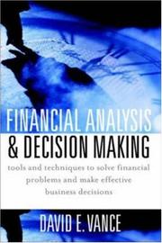 Cover of Financial Analysis and Decision Making by David E. Vance