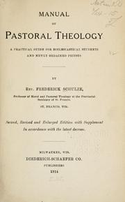 Front cover of A manual of pastoral theology by Frederick Schulze