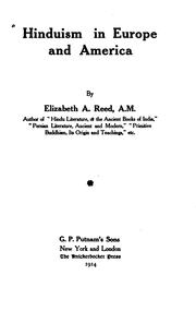 Front cover of Hinduism in Europe and America by Elizabeth A. Reed