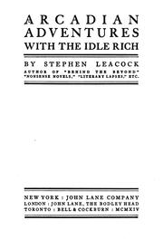Front cover of Arcadian adventures with the idle rich by Stephen Leacock