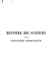 Front cover of Histoire des sciences sous Napoléon Bonaparte by Georges Barral