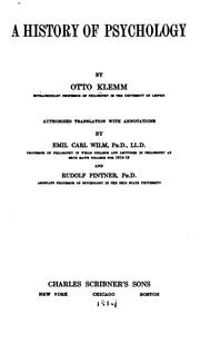 Front cover of A history of psychology by Otto Klemm