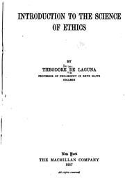 Front cover of Introduction to the science of ethics by Theodore de Leo De Laguna