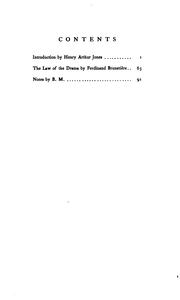 Front cover of The law of the drama by Ferdinand Brunetière