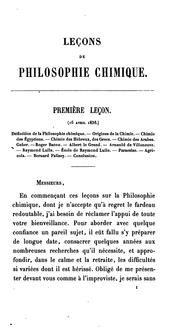 Cover of Lecons sur la philosophie chimique professées au Collége de France en 1836 by Jean-Baptiste André Dumas