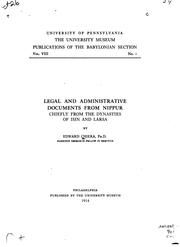 Front cover of Legal and administrative documents from Nippur by Edward Chiera