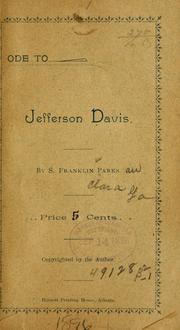 Front cover of Ode to Jefferson Davis by S. Franklin Parks