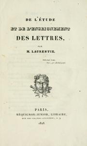 Front cover of De l'étude et de l'enseignement des lettres by Pierre Sébastien Laurentie