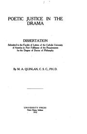 Front cover of Poetic justice in the drama by Michael A. Quinlan