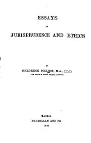 Front cover of Essays in jurisprudence and ethics by Sir Frederick Pollock