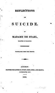 Cover of Réflexions sur le suicide by Germaine de Staël
