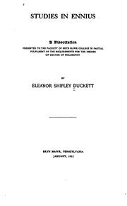 Front cover of Studies in Ennius by Eleanor Shipley Duckett