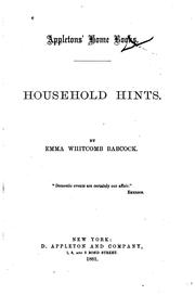 Cover of Household hints by Emma Whitcomb Babcock
