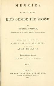Front cover of Memoirs of the last ten years of the reign of George the Second by Horace Walpole