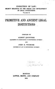 Front cover of Primitive and ancient legal institutions by Kocourek, Albert
