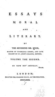 Front cover of Essays moral and literary by Vicesimus Knox