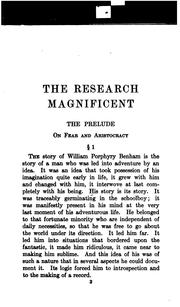 Front cover of The research magnificent by H. G. Wells