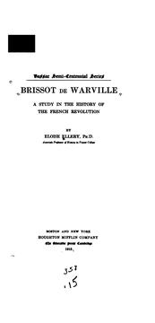 Cover of Brissot de Warville by Eloise Ellery