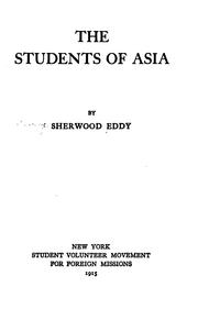 Cover of The students of Asia by Sherwood Eddy