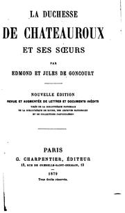 Cover of La duchesse de Chateauroux et ses soeurs by Edmond de Goncourt