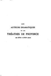 Front cover of Les auteurs dramatiques et les théâtres de province aux XVIIe et XVIIIe siècles by Jules Bonnassies