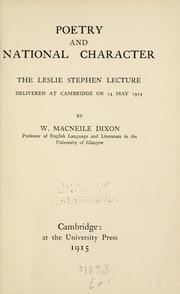 Cover of Poetry and national character by Dixon, William Macneile