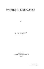 Front cover of Studies in literature by Gilderoy Wells Griffin