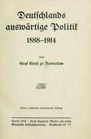 Front cover of Deutschlands auswärtige Politik, 1888-1914 by Reventlow, Ernst Christian Einar Ludwig Detlev, Graf zu
