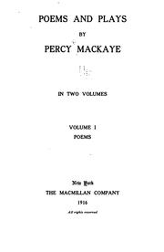 Cover of Poems and plays by Percy MacKaye