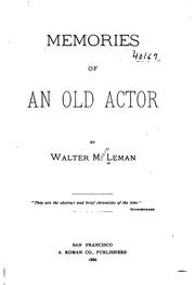 Front cover of Memories of an old actor by Walter Moore Leman