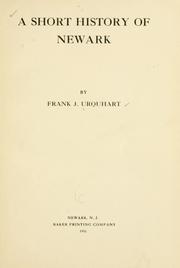 Front cover of A short history of Newark by Frank John Urquhart