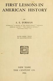 Cover of First lessons in American history by Forman, Samuel Eagle