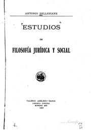 Front cover of Estudios de filosofía jurídica y social by Antonio Dellepiane