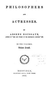 Front cover of Philosophes et comédiennes by Arsène Houssaye