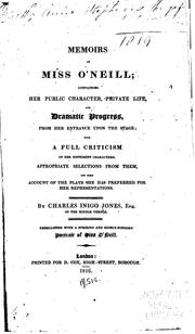 Front cover of Memoirs of Miss O'Neill by Charles Inigo Jones