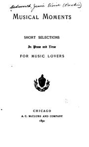 Front cover of Musical moments by Jessie Eloise Prentice Dodsworth