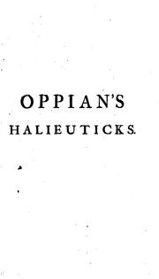 Front cover of Oppian's Halieuticks of the nature of fishes and fishing of the ancients by Oppian