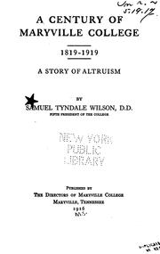 Front cover of A century of Maryville College, 1819-1919 by Wilson, Samuel Tyndale