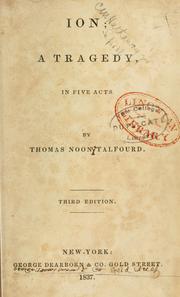 Front cover of Ion; a tragedy, in five acts by Thomas Noon Talfourd