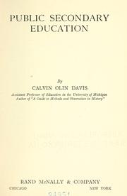 Front cover of Public secondary education by Davis, Calvin Olin.