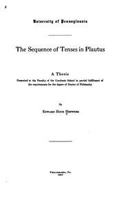 Front cover of The sequence of tenses in Plautus by Edward Hoch Heffner