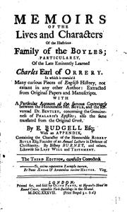 Front cover of Memoirs of the lives and characters of the illustrious family of the Boyles by Eustace Budgell