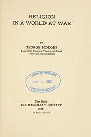 Front cover of Religion in a world at war by Hodges, George